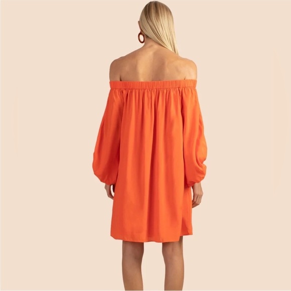 Trina Turk Windward Windward Orange Off Shoulder Dress Sz XL Summer Vacay - Picture 3 of 15